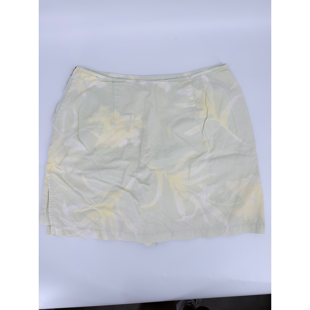 Liz Claiborne Skort Floral Tropical Y2K Women Size 14 Pale Green Yellow White
